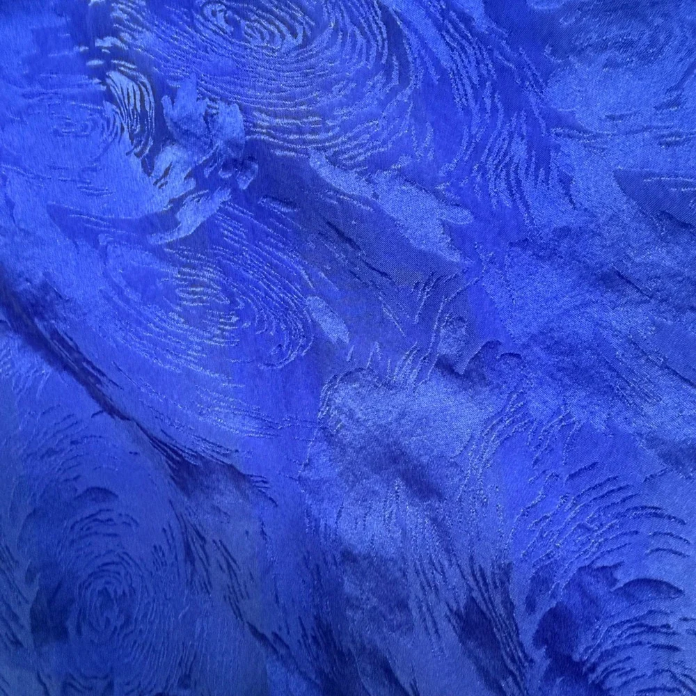 Vintage Argenti Silk Skirt 8 Cobalt Blue Jacquard Pleated Button Front Midi